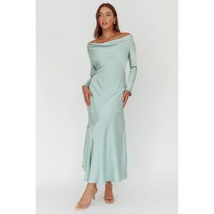 Selfie Leslie Mint Green Off-Shoulder Maxi Dress